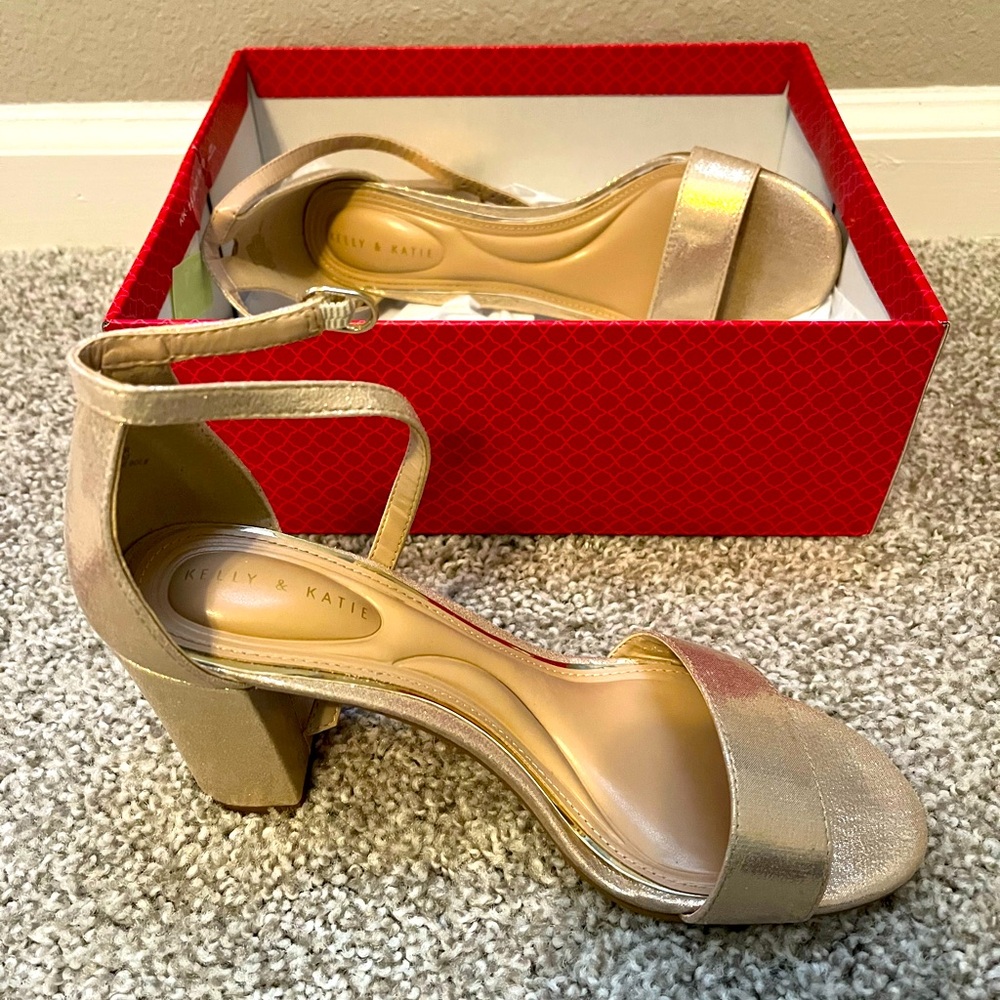 Kelly & Katie Shimmering Gold Block Heels